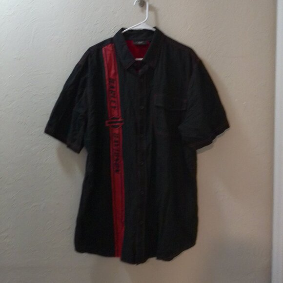 Harley-Davidson MotorClothes XL Black Red Button Up - Picture 1 of 3